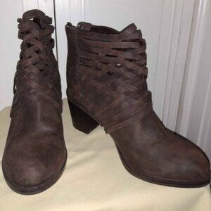 Hot Tomato Brown Leather Booties 8.5